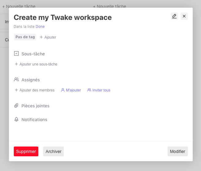 Modal example with task editor